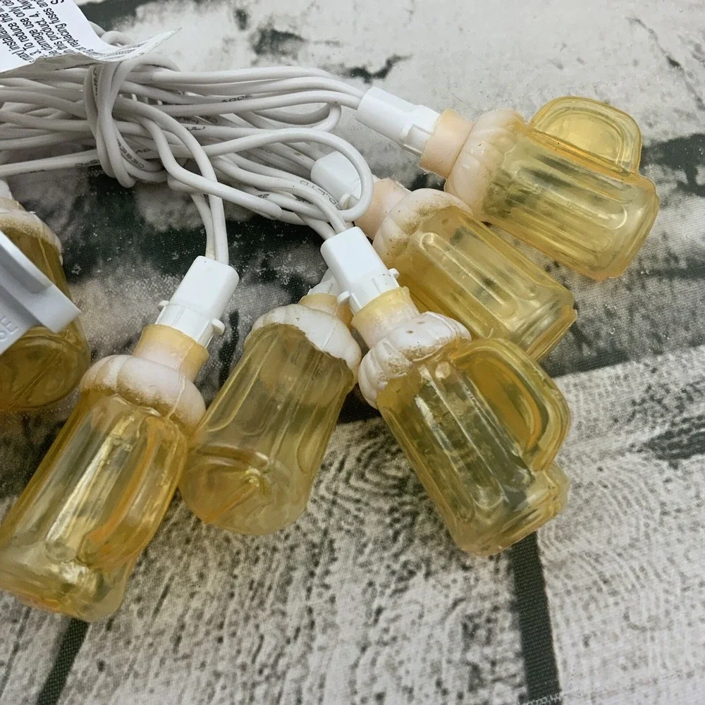 Beer Mug String Lights White Yellow Works! Stretches‎ Approx 3 Yards